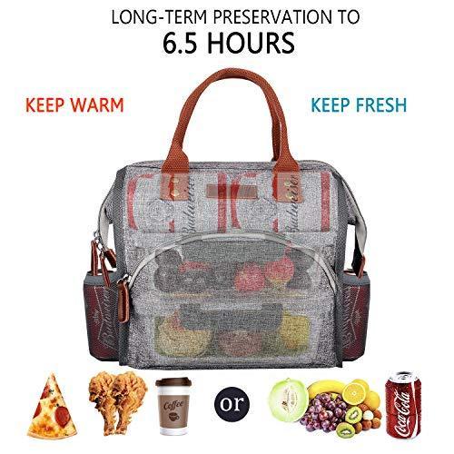 Lunch Bag, KOMUEE Insulated Lunch Box Wide-Open Lunch Tote Bag Large Drinks Holder Durable Nylon Thermal Snacks Organizer for Women Men Adults College Work Picnic Hiking Beach Fishing (green)