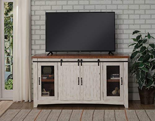 Martin Svensson Home Taos 65" TV Stand, Antique White & Aged Distressed Pine, Antique White and Aged Distressed Pine