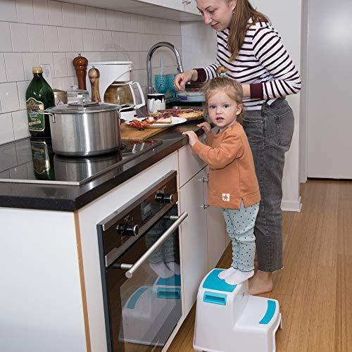 2 Step Stool for Kids | Slip Resistant Soft Grip for Safety | Dual Height and Wide Step with Carrying Handles (1 Pack) by MikiLife