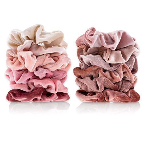 Whaline Macaron Theme Hair Scrunchies, Ice Cream Color Elastic Scrunchy Bobbles Velvet Hair Bands Soft Hair Ties Hair Accessories for Women Kids Girls (12 Colors)