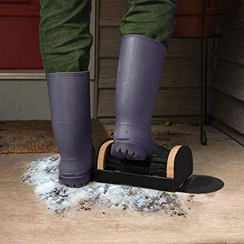 Boot Scraper, Scrubber, Cleaner, Dryer with Two Side Step Pads No Mounting Required Indoor and Outdoor use - Includes Extra Shoe Brush - Easy to Use for Children & Adults