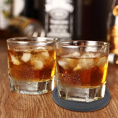 WINHC 5-Piece Silicone Coasters with Holder for Drink Absorbent, Anti-Slip Durable Reusable Eco-Friendly Large Size Coasters for Glasses on Outdoor Patio Furniture, Dinner Table or Bar (Gray)