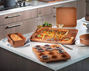 Gotham Steel 5 Piece Complete Copper Nonstick Bakeware Set with Durable Ceramic Coating, Heavy Duty 0.8MM Gauge Dishwasher Safe, Includes XL Cookie Sheet, Muffin, Loaf Pan & Round Baking Tray