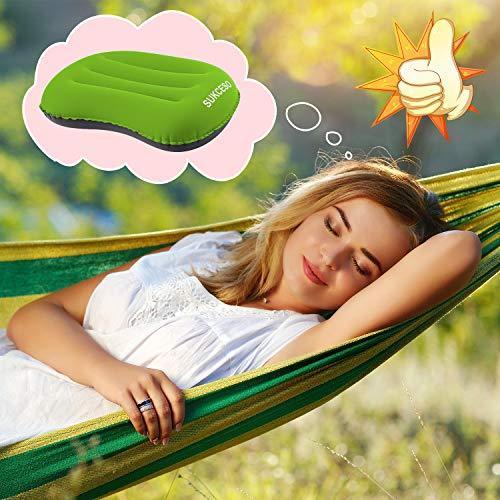 [2-PACK] Ultralight Inflatable Camping Pillow - Compressible, Compact, Comfortable for Sleeping While Traveling, Hiking, or Backpacking. Ergonomic Inflating Camping Pillows for Neck and Lumbar Support