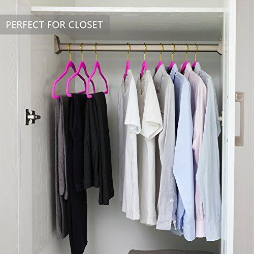 MIZGI Premium Velvet Hangers (Pack of 50) Heavyduty - Non Slip - Velvet Suit Hangers Pink - Gold Hooks,Space Saving Clothes Hangers (Pink) …