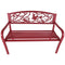 Giantex Patio Garden Bench Park Yard Outdoor Furniture Cast Iron Porch Chair (Red)