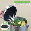 LINKYO Compost Bin - Stainless Steel Kitchen Composter, Includes 4 Filters (1 Gallon)