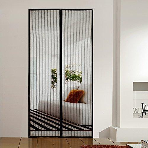 Magnetic Screen Door, COZYDREAM Screen Door with Full Frame Velcro Hook and Loop Pet and Kid Friendly, Fits Door Size up to 34"-82" Max- Black