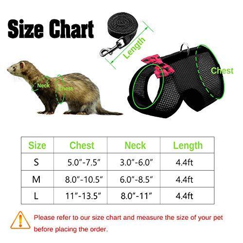 RYPET Small Animal Harness and Leash - Soft Mesh Small Pet Harness with Safe Bell, No Pull Comfort Padded Vest for Small Pet