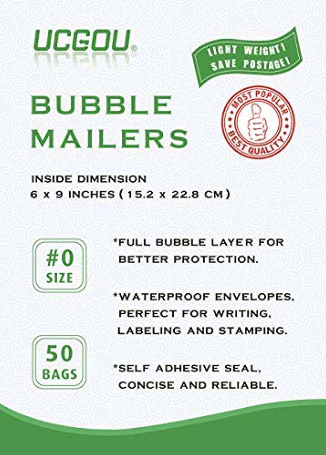 UCGOU #0 Black Poly Bubble Mailers 6x10 Inch Padded Envelopes Shipping Bags 50pcs