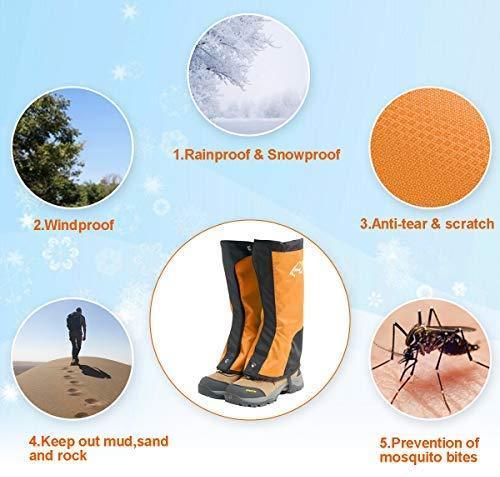 Deacroy Waterproof Leg Gaiters for Hiking,Anti-Tear Snow Boot Gaiters for Outdoor Mountaineering Hunting Fishing Backpacking