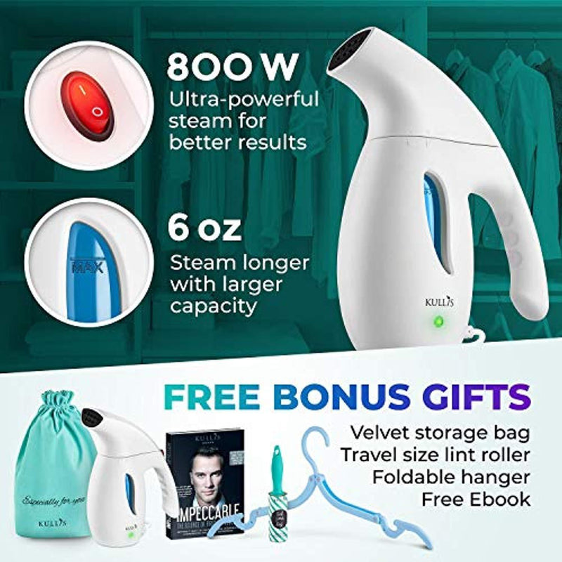 KULLIS Premium [New-Upgraded] - Premium Steamer for Clothes, Clothes Steamer, Portable Handheld Clothing Steamer. 8-in-1 Hand Travel Fabric Steamer, Home Wrinkle Remover, Garment Iron Steamer