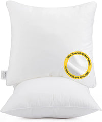 Fixwal 18 x 18 Pillow Inserts Set of 2, Throw Pillow Inserts with 100% Cotton Cover, 18 Inches Interior Pillow Stuffer Square Form for Bed Sofa Couch (White)