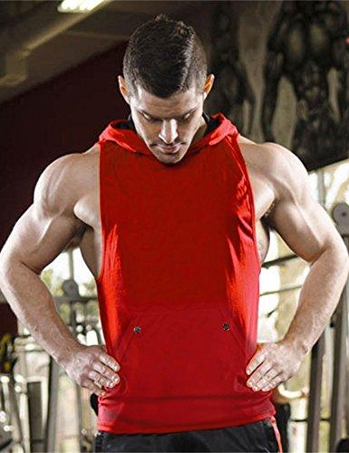 Daupanzees Mens Workout Hooded Tank Tops Sleeveless Gym Hoodies with Kanga Pocket Cool and Muscle Cut