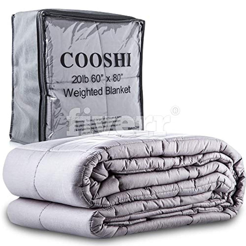 Cooshi Weighted Blanket Queen and Twin Size 60x80 20 Lbs - Grey - Premium Cotton Heavy Blanket for Adults