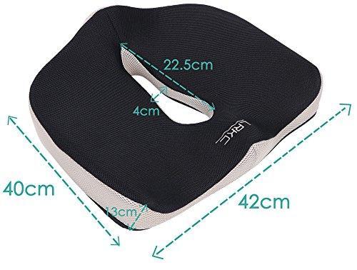 LRKC Coccyx Orthopedic Memory Foam Seat Cushion - Back, Tailbone, Sciatica Pain Relief & Spinal Alignment