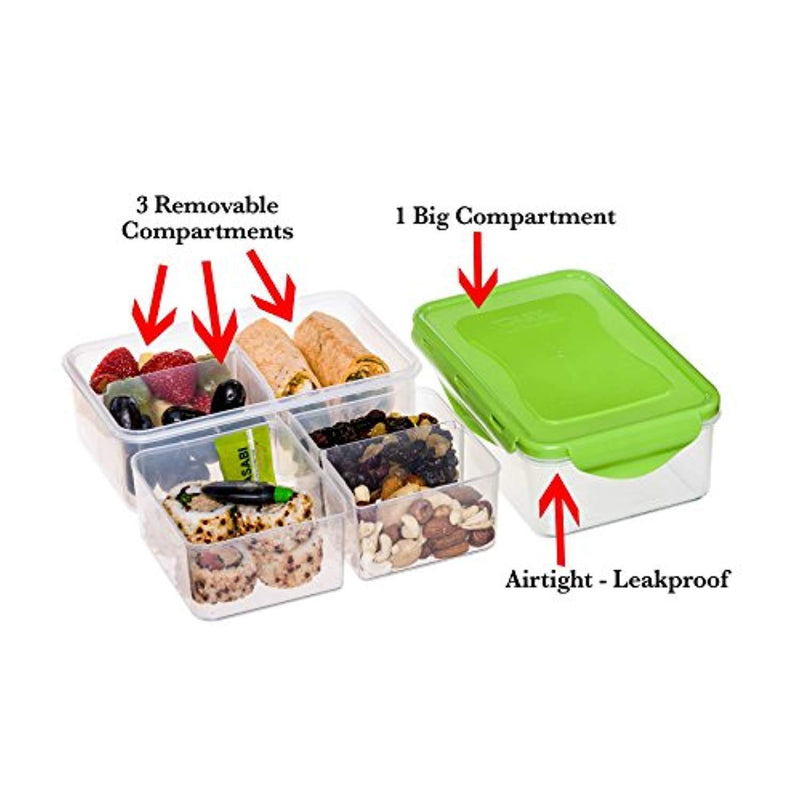 Bento Lunch Box - Set of 3 Boxes -39oz -Meal Prep Containers - BPA Free - Food Control Container- For Adults & Kids -Removable Divider Compartments - Microwave Dishwasher & Freezer Safe - Leak Proof S