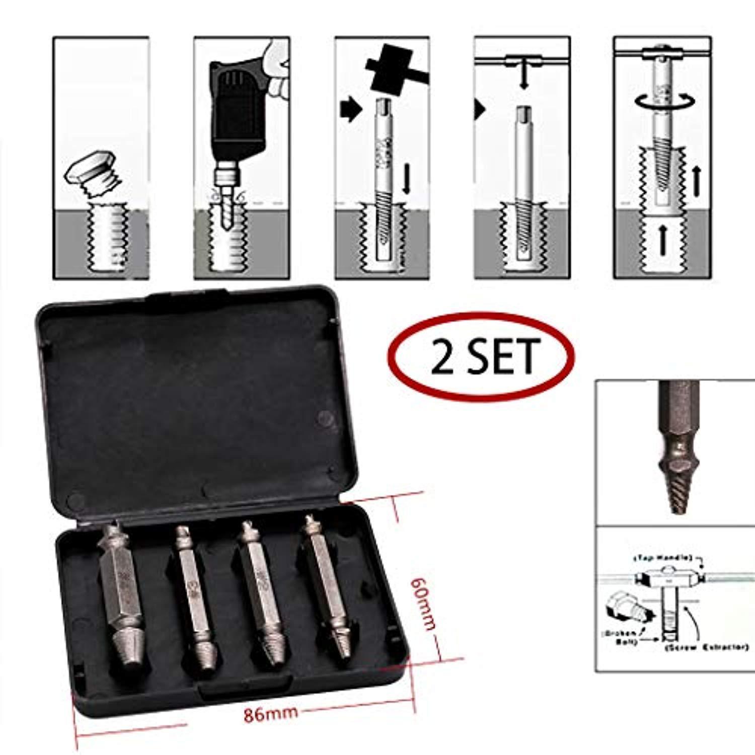 Damaged Screw Extractor Set Remove Broken Screw Using Bolt Extractor Set & Stripped Screw Extractor Kit. Easily Remove Stripped or Damaged Screws. Made From H.S.S 4341, Hardness is 63-65HRC by Taskster