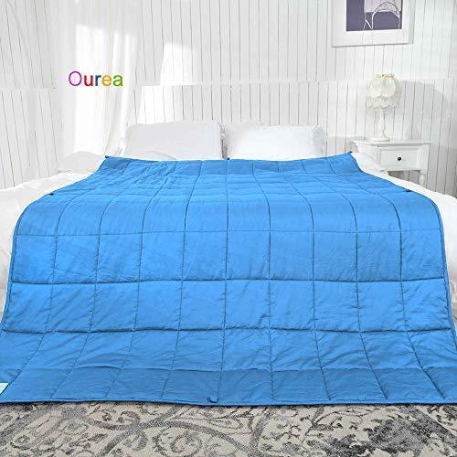 Ourea Best Weighted Blanket Adult | 15 lbs | 48"× 78" | Dark Grey | Women and Men | Breathable Cotton with Glass Bead