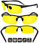 BLUPOND Set of 2 Anti-Glare HD Vision Sunglasses - Daytime Polarized Copper and Yellow Tint Night Driving Glasses with CAR Clip Holder - Knight Visor