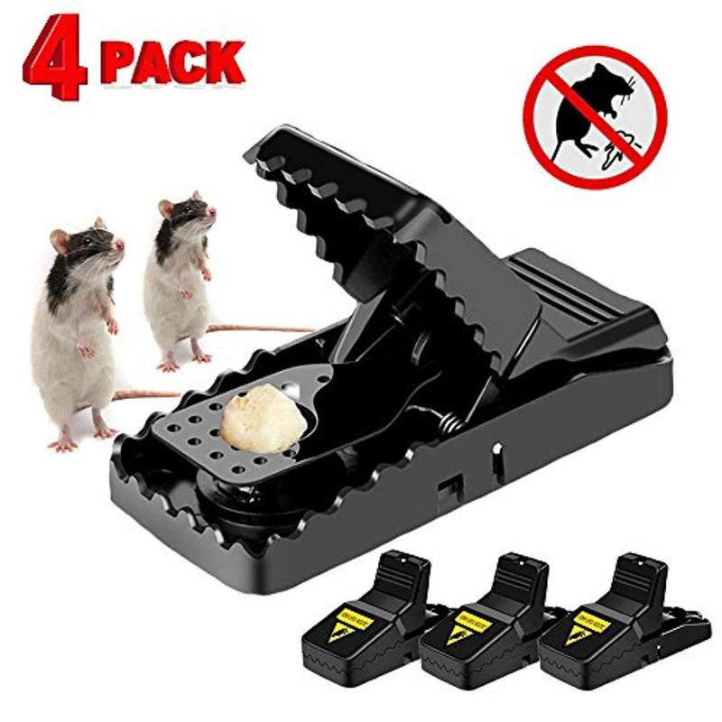 Iprotek Rat Trap - Powerful Mini Mouse Trap Kit Mole Vole Killer That Work for Mice Control Indoor Outdoor Safe to Set Bait More Effective Than Humane Wooden Rodent Catcher - 4 Pcak Snap Traps