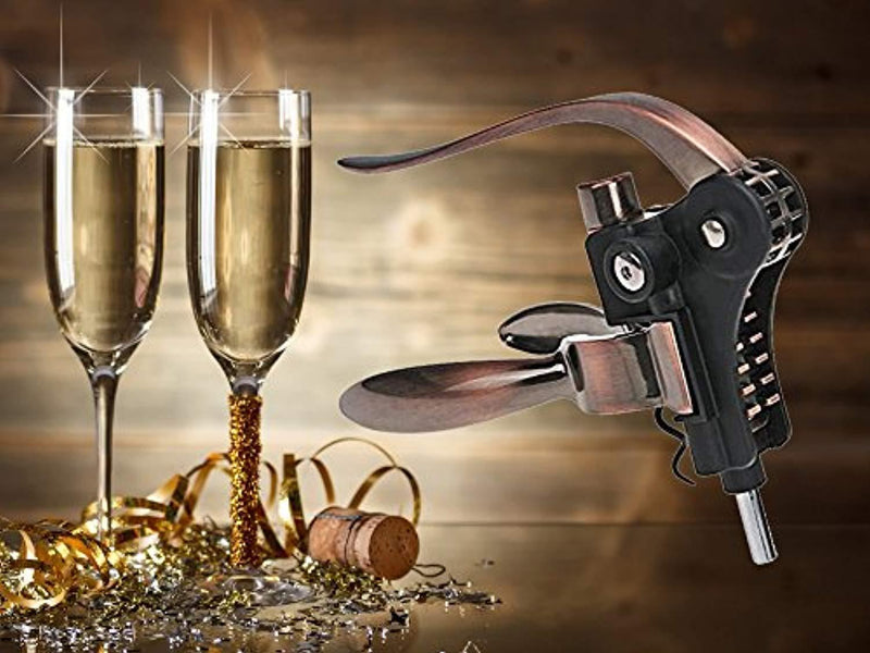 Style Lever Corkscrew Wine Bottle Opener with Foil Cutter and Extra Spiral Gift Set