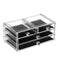SANNO Acrylic Clear Make Up Organiser Cosmetic Storage Box Display Makeup Case, 20 Sections with 4 Drawers, Diamond Drawer Handle
