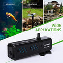 VIVOSUN 800GPH Submersible Pump(3000L/H, 24W), Ultra Quiet Water Pump with 10ft High Lift, Fountain Pump with 5ft Power Cord, 3 Nozzles for Fish Tank, Pond, Aquarium, Statuary, Hydroponics