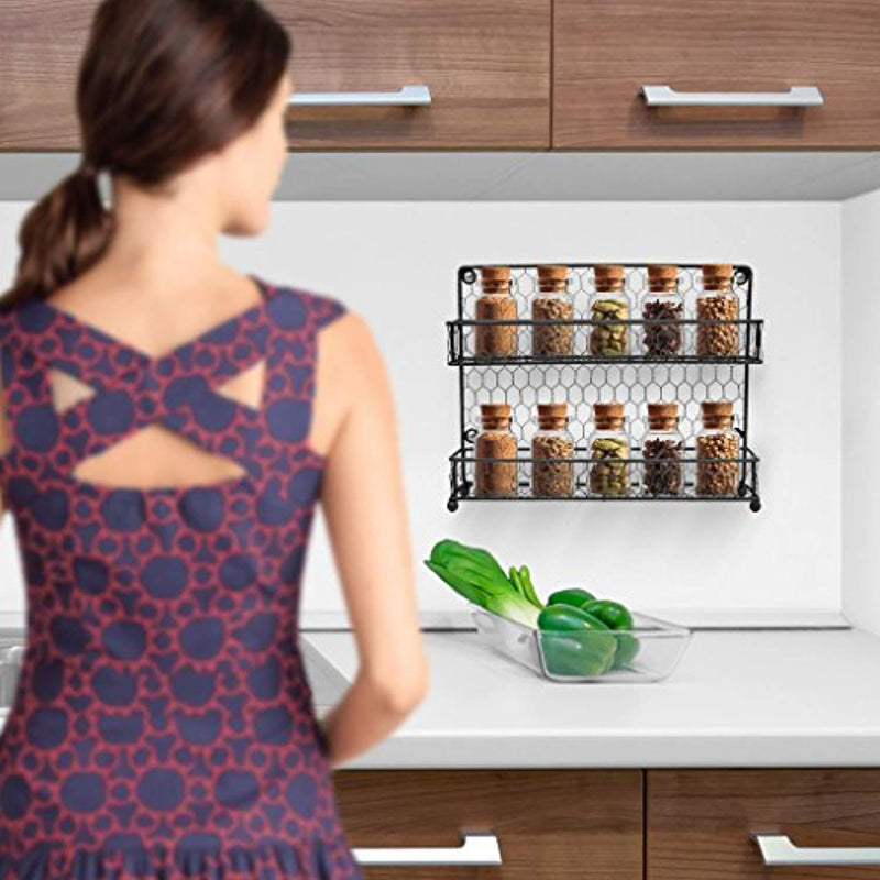 Sorbus Spice Rack Multi-Purpose Organizer- 2 Tier Wall Mount or Counter Top Display Storage Spice Rack