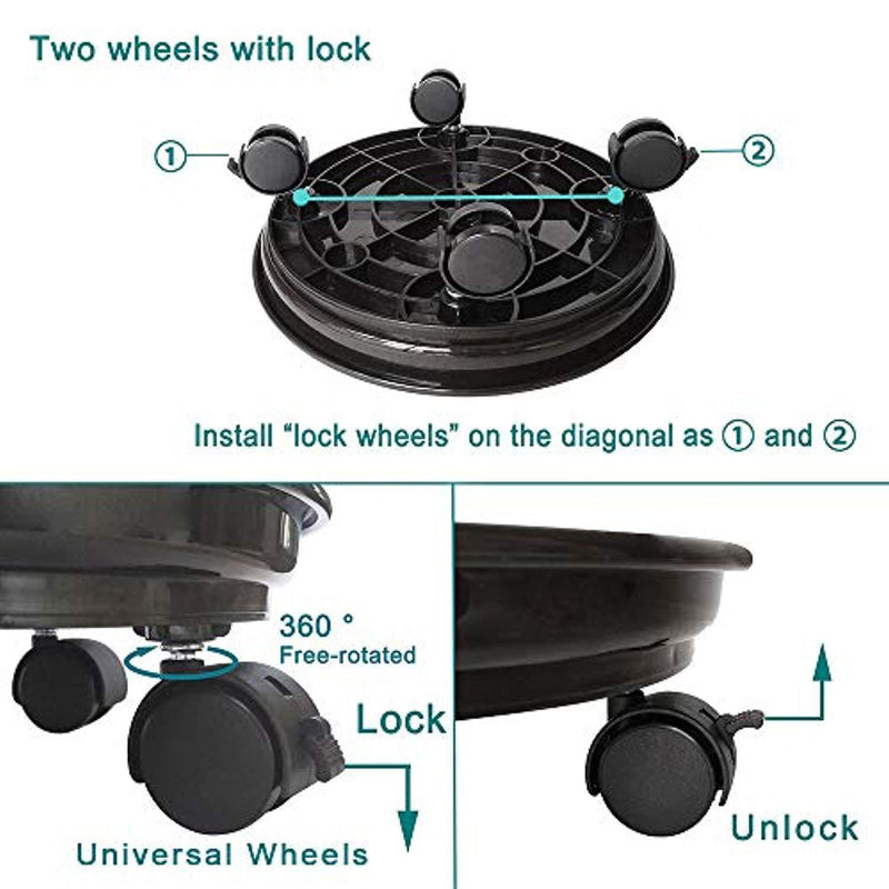 JzNova 2 Pack of Plant Pallet Caddy, Planter Pot Mover, Plant Pot Pallet Dolly Caster With Universal Wheels, Black (2 PACK)