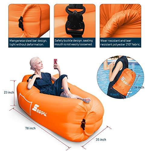 Inflatable Lounger Air Sofa Pouch Inflatable Couch Air Chair Hammock with Pillow Portable Waterproof Anti-Air Leaking for Outdoor Camping Hiking Travel Pool Beach Picnic Backyard Lakeside Christmas