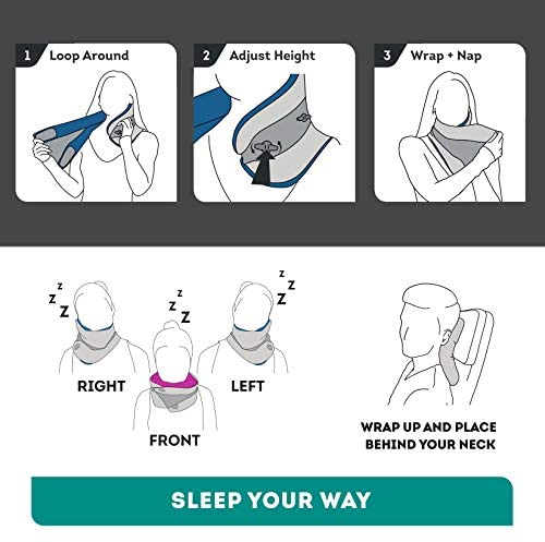 trtl Pillow Plus, Travel Pillow - Fully Adjustable Neck Pillow for Airplane Travel, Car, Bus and Rail. (Charcoal) Includes Water Proof Carry Bag and Setup Guide. Trtl Travel Accessories