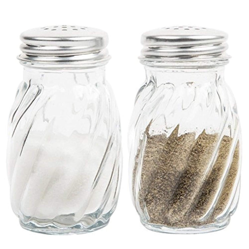 Kangaroo's Glass Swirl Salt & Pepper Shaker with Lids, 3¼ oz. (Set of 2)