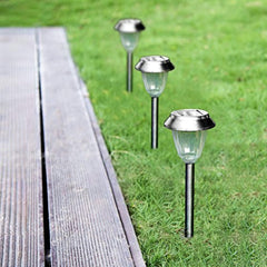 Solar Pathway Lights Oak Leaf Solar Lights Outdoor LED Landscape Light [Polygonal Star Pattern] 6XBright (8 Lumens) Waterproof Low Voltage Stainless Steel for Path Patio Yard Garden 8-Pack Gunmetal