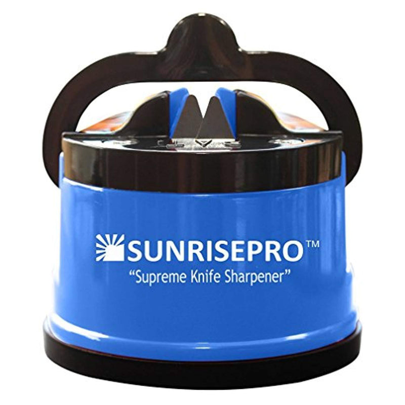 SunrisePro Supreme Knife Sharpener for all Blade Types | Razor Sharp Precision & Perfect Calibration | Easy & Safe to Use | Ideal for Kitchen, Workshop, Craft Rooms, Camping & Hiking (Blue)