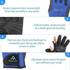 MANO Neoprene Fishing Gloves for Men and Women 2 Cut Fingers Flexible Great for Photography Fly Fishing Ice Fishing Running Touchscreen Texting Hiking Jogging Cycling Walking