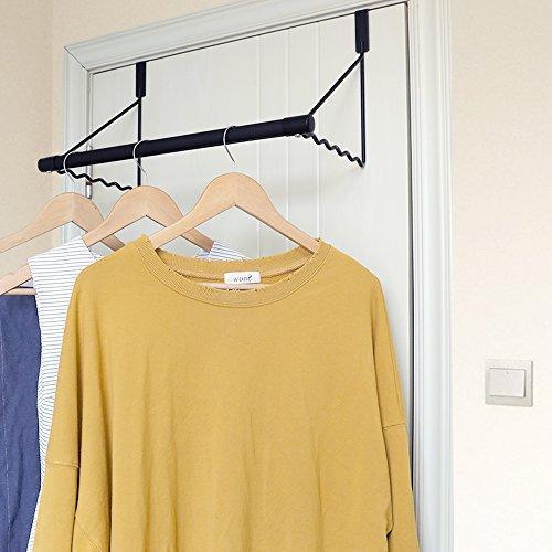 Magicfly Over The Door Closet Rod, Heavy-Duty Over The Door Hanger Rack with Hanging Bar for Coat, Towels Holder, Freshly Ironed Clothes, White