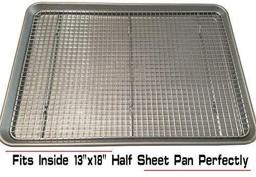 Stainless Steel Wire Cooling Rack, Cookie Cooling Rack, Baking Rack, Grid Design, Size 12" x 17" Dishwasher Safe Wire Rack. Fits Half Sheet Cookie Pan Oven Safe Rack