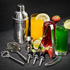 Mixology & Craft Stainless Steel 10 Piece Home Cocktail Mixology Tool Kit – With Bartender's Professional Shaker, Strainer, Jigger, Liquor Pourers and More – Attractive Gift Box and 100% Guarantee