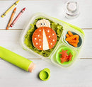 Sun & Sprouts 3 Compartment Containers - Reusable Bento Lunch box & Divided Food Storage (4 Pack) With Multi Colored Lids - Sunsella Buddy Box (Not Leakproof)