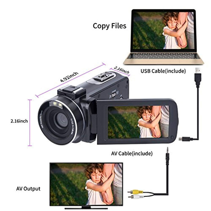 Video Camera Camcorder SOSUN HD 1080P 24.0MP 3.0 Inch LCD 270 Degrees Rotatable Screen 16X Digital Zoom Camera Recorder and 2 Batteries(301S-Plus)