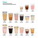 PRESTEE  DRINKET Gold Plastic Cups 14 oz Clear Plastic Cups / Tumblers Fancy Plastic Wedding Cups With Gold Rim 50 Ct Disposable For Party Holiday and Occasions SUPER VALUE PACK