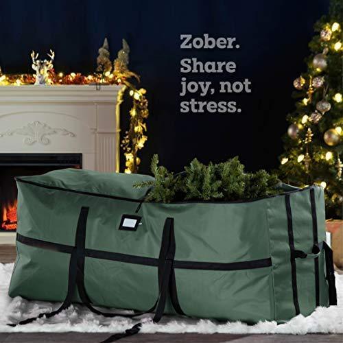 Extra Wide Opening Christmas Tree Storage Bag - Fits Up to 9 ft. Tall Artificial Disassembled Trees, Durable Straps & Reinforced Handles by ZOBER