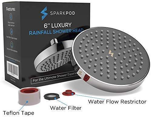 SparkPod Shower Head - High Pressure Rain - Luxury Modern Chrome Look - Easy Tool Free Installation - The Perfect Adjustable Replacement For Your Bathroom Shower Heads