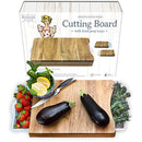 Cutting Board with Trays - Organic Acacia Wood Butcher Block with Containers White Pale Blue - Naturally Antimicrobial - For Meat Vegetables Bread or Cheese Board