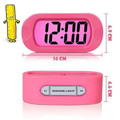 ZHPUAT Colorful Light Digital Alarm Clock with Snooze, Simple Setting, Progressive Alarm, Battery Operated, Shockproof, The Ideal Gift Clock for Kids & Convenient for Travel (Pink)