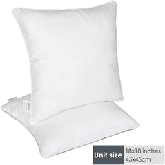 Fixwal 18 x 18 Pillow Inserts Set of 2, Throw Pillow Inserts with 100% Cotton Cover, 18 Inches Interior Pillow Stuffer Square Form for Bed Sofa Couch (White)