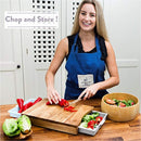 Cutting Board with Trays - Organic Acacia Wood Butcher Block with Containers White Pale Blue - Naturally Antimicrobial - For Meat Vegetables Bread or Cheese Board