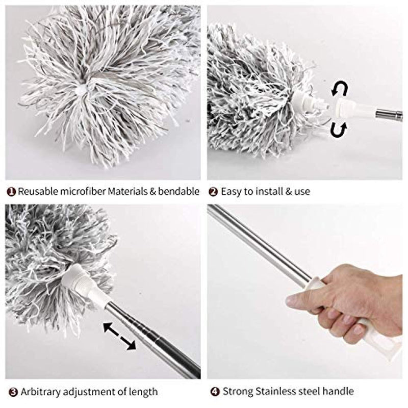 Phoenixes Retractable Long-Reach Washable Dusting Brush Microfiber Hand Duster with Telescoping Pole by RoseFinch Fang