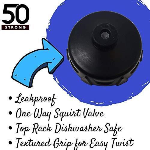 Swig Savvy  50 Strong Brand Jet Stream Sports Squeeze Water Bottle with One-Way Valve - Team Pack – Set of 6 Leak Proof Squirt Waterbottles - 28 Ounces -Perfect for Bikes - Made in USA